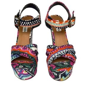 Steve Madden‎ Winonna Wedges Multicolored Platform Sandals Size 7.5M